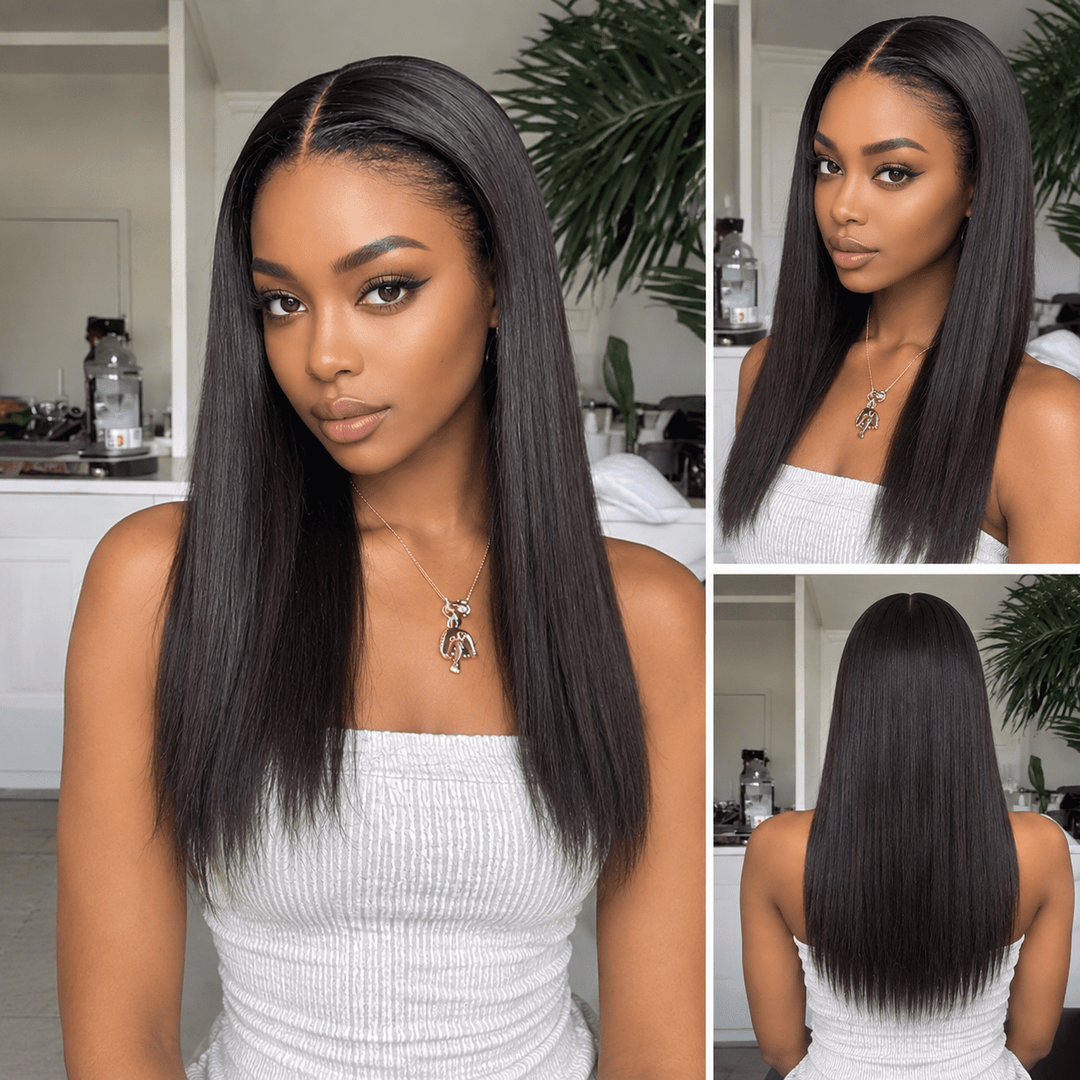 Luxury 2X6 Human Hair Wig Raw Hair 16" Straight - Braids and Wigs