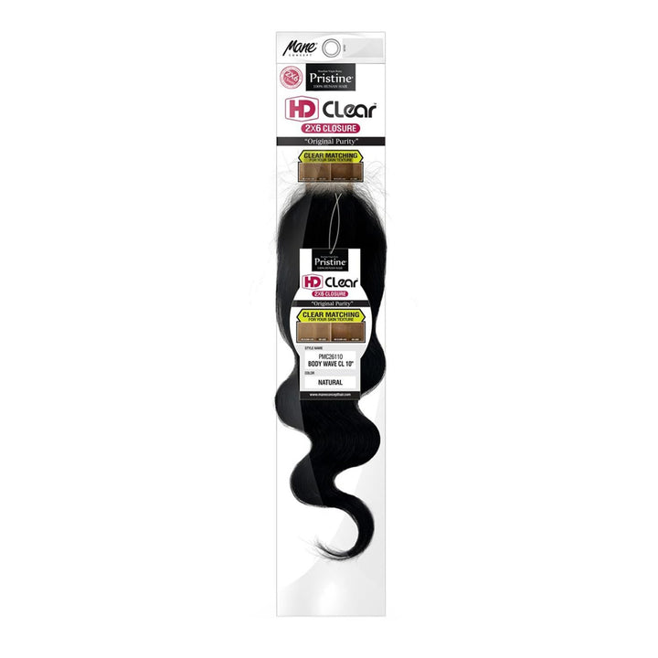 Mane Concept Remy Human Hair Weave Pristine HD Clear 2X6 Lace - Pmc26110 Body Wave Closure 10" - 14" - Braids and Wigs