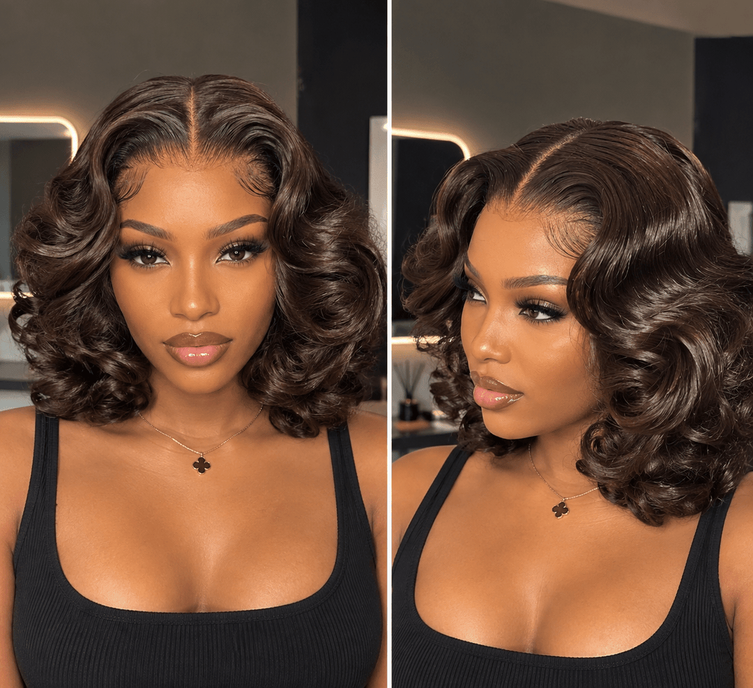 Luxury 2×6 Human Hair Bob Wig – 12" Bouncy - Braids and Wigs