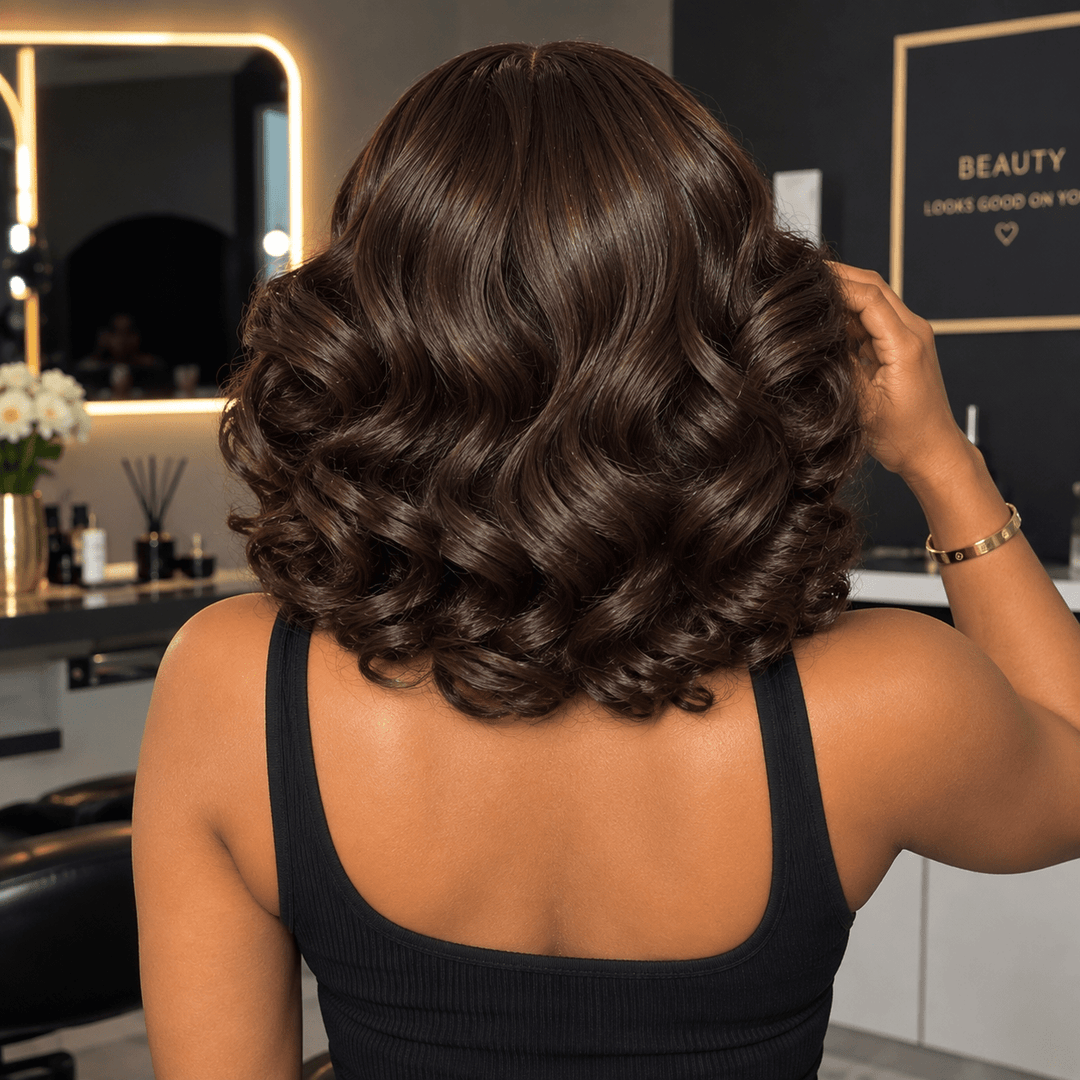 Luxury 2×6 Human Hair Bob Wig – 12" Bouncy - Braids and Wigs