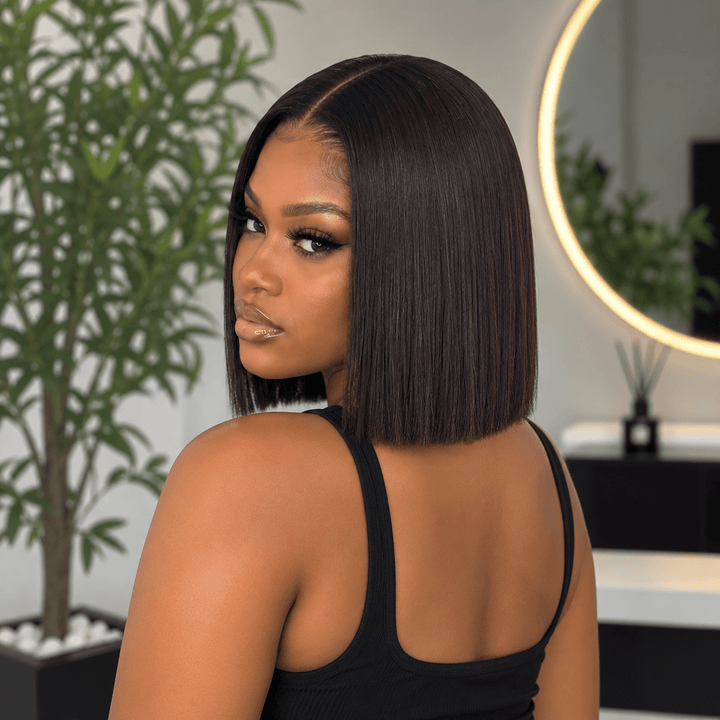 Luxury Human Hair Wig 13x4 8" - Bone Straight - Braids and Wigs