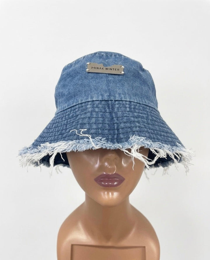 Jean Frayed Bucket Hat - Braids and Wigs