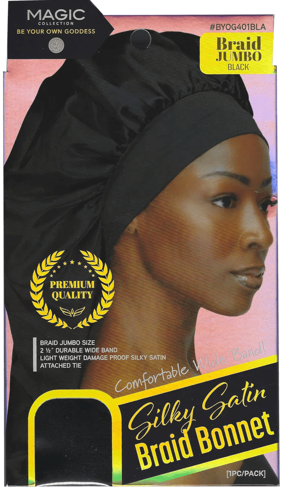 Magic Silky Satin Braid Bonnet - Jumbo/Black - Braids and Wigs