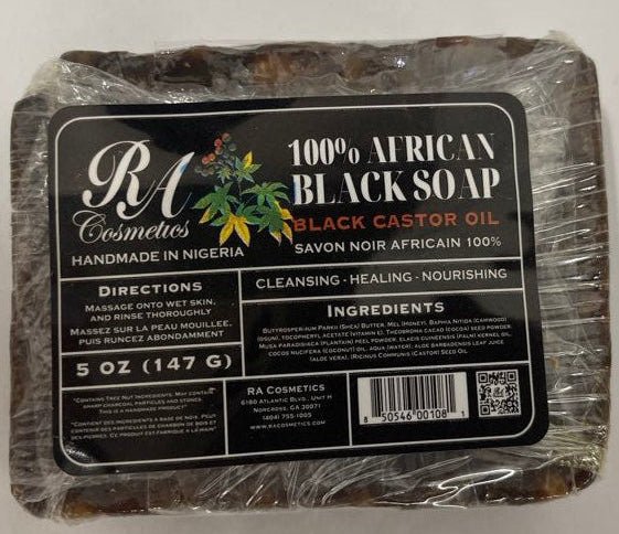 Ra Cosmetics 100% Black Soap With Black Castor Oil 5Oz - Braids and Wigs