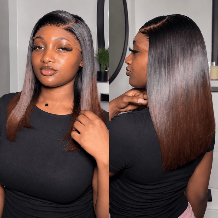Luxury Human Hair Wig HD 5x5 14"- Bone Straight - Braids and Wigs