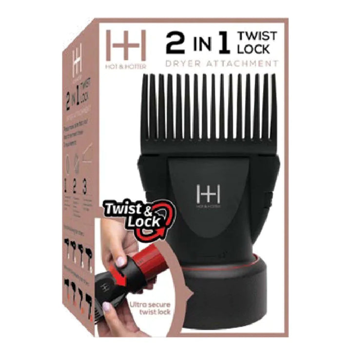 HOT & HOTTER 2 in 1 Twist & Lock Dryer Attachment