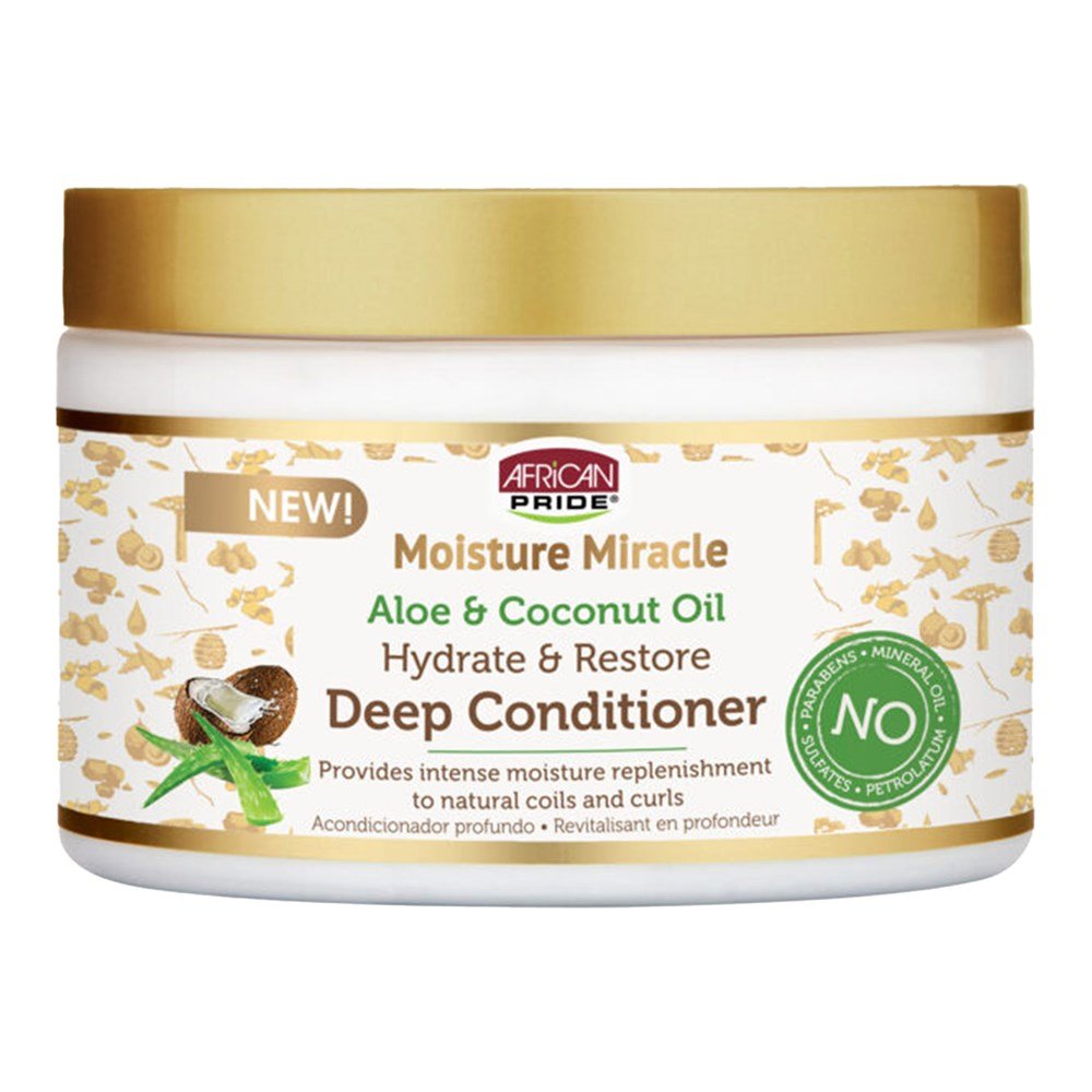 African Pride Moisture Miracle Aloe & Coconut Oil Deep Conditioner (12Oz) - Braids and Wigs