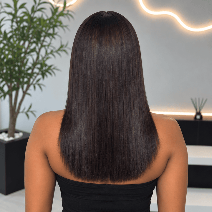 Luxury Human Hair Wig Raw Hair HD 5x5 14"- Bone Straight - Braids and Wigs