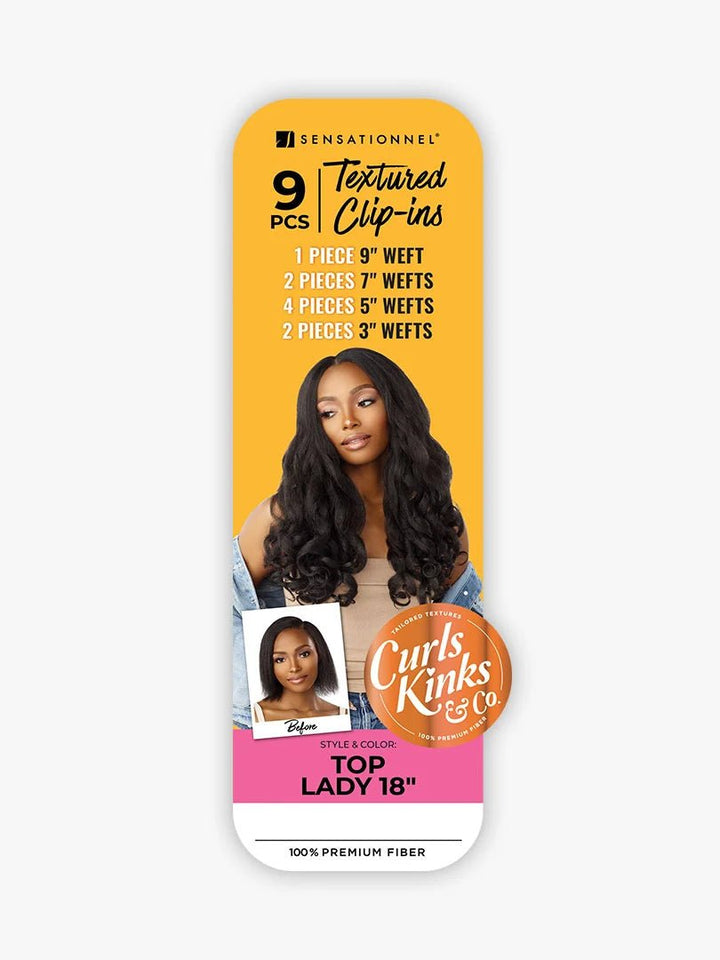 Sensationnel Curls Kinks & Co Synthetic Hair Clip - ins - Top Lady 18" - Braids and Wigs
