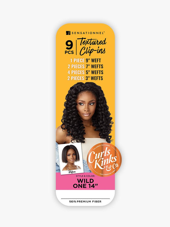 Sensationnel Textured Clip - Ins Weave Curls Kinks N Co Wild One 14" (9Pcs) - Braids and Wigs