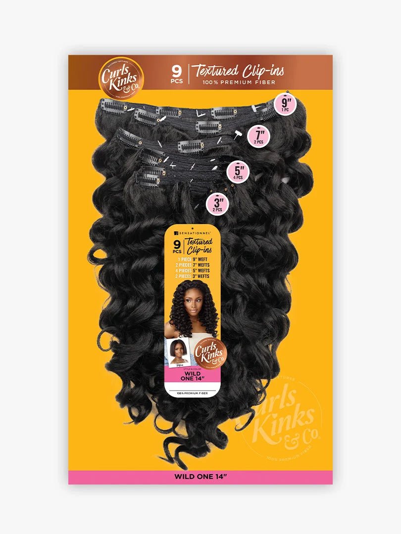 Sensationnel Textured Clip - Ins Weave Curls Kinks N Co Wild One 14" (9Pcs) - Braids and Wigs