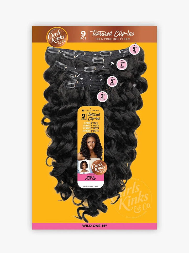 Sensationnel Textured Clip - Ins Weave Curls Kinks N Co Wild One 14" (9Pcs) - Braids and Wigs