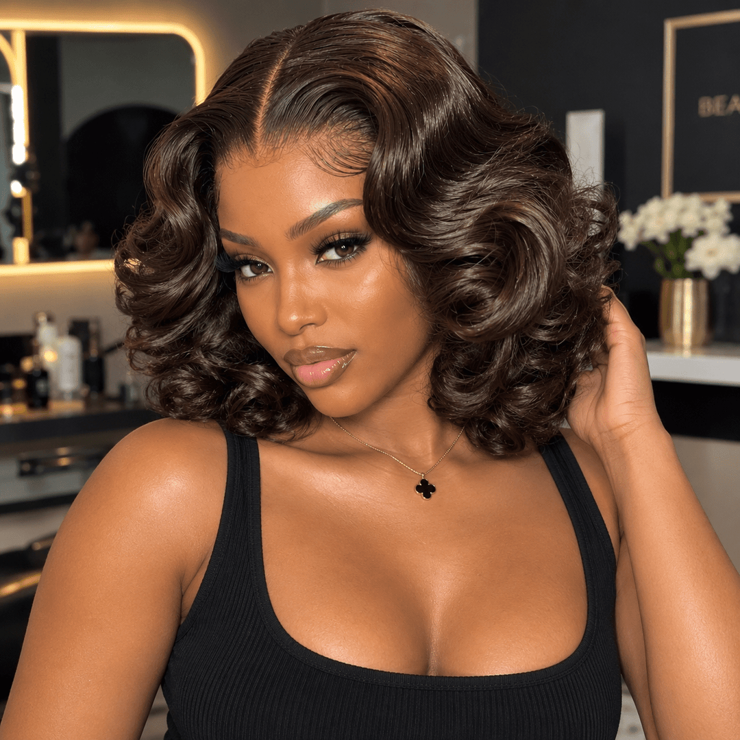 Luxury 2×6 Human Hair Bob Wig – 12" Bouncy - Braids and Wigs