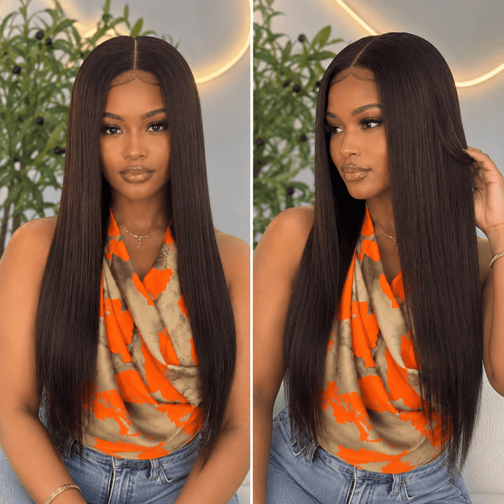 Luxury 2X6 Human Hair Wig – 22" Bone Straight - Braids and Wigs