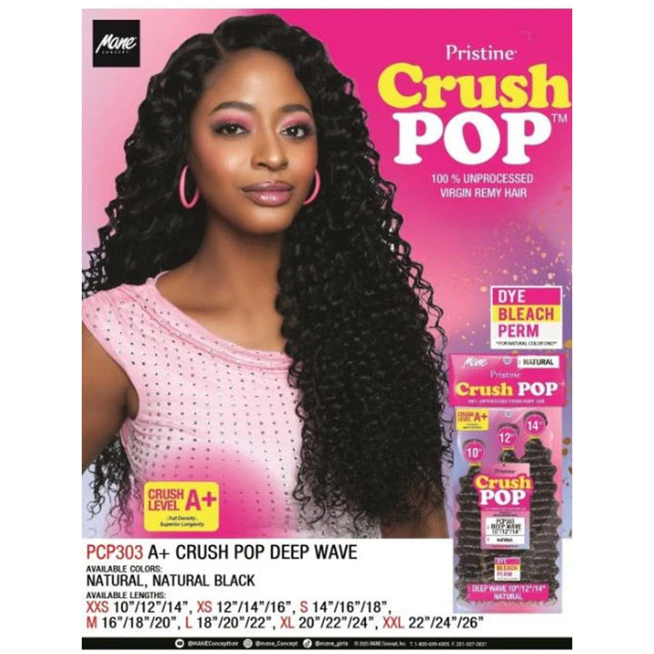Mane Concept Pristine A+ Crush Pop 100% Unprocessed Hair Multi Pack - Deep Wave - Braids and Wigs