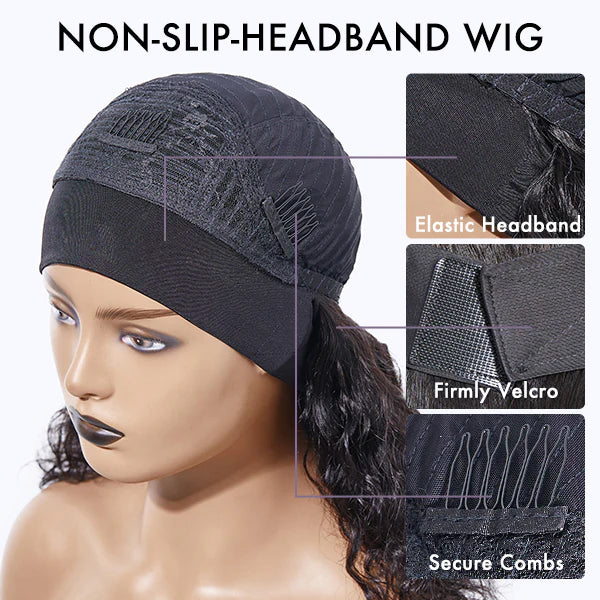 Deep Wave Curly Glueless No Lace Human Hair Headband Wig