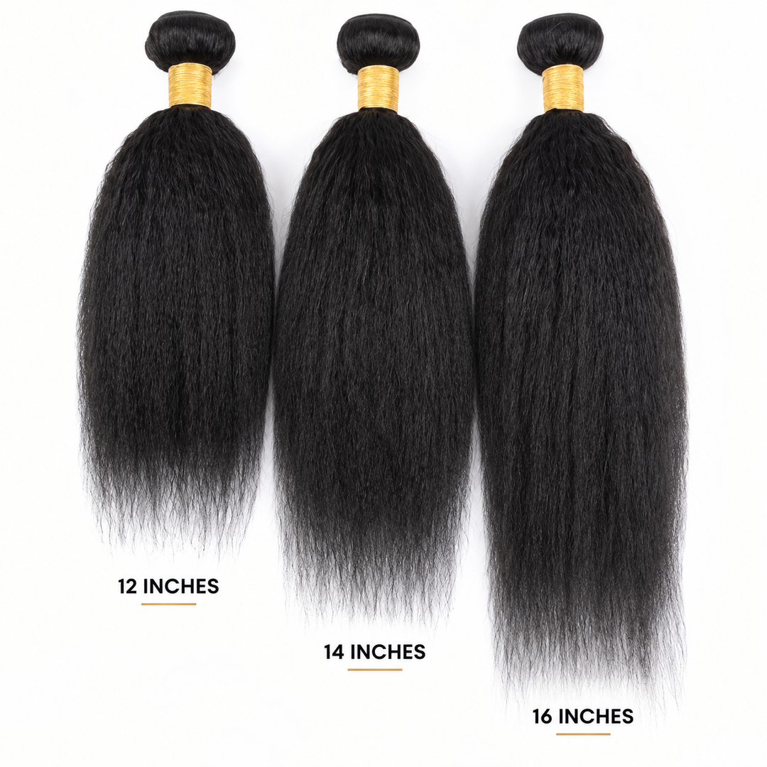 Prestige Kinky 3pcs Straight Bundles 12"/14”/16” (Brazilian Remy, Yaki)