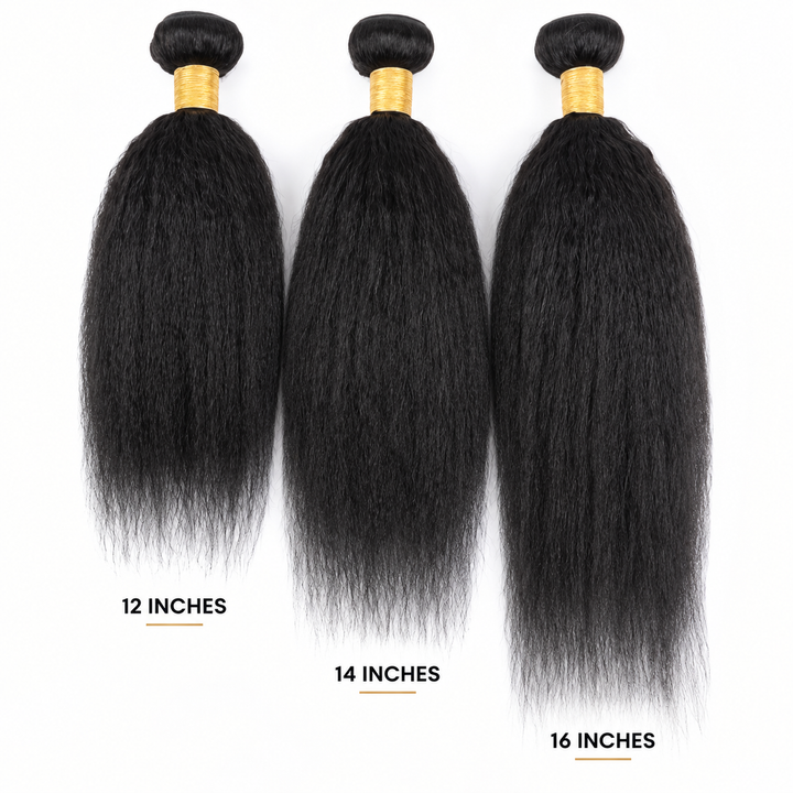 Prestige Kinky 3pcs Straight Bundles 12"/14”/16” (Brazilian Remy, Yaki)