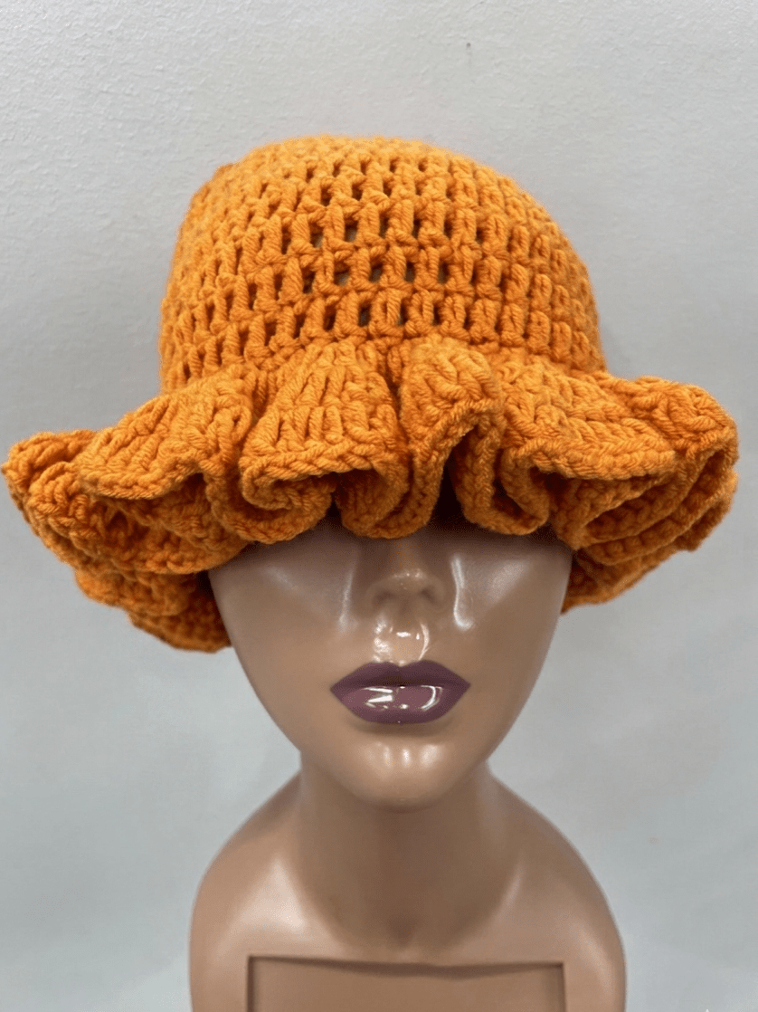 Ruffled Knitted Hat - Braids and Wigs
