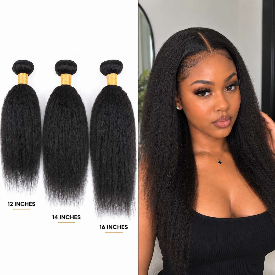 Prestige Kinky 3pcs Straight Bundles 12"/14”/16” (Brazilian Remy, Yaki)