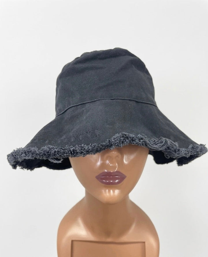 Jean Frayed Bucket Hat - Braids and Wigs