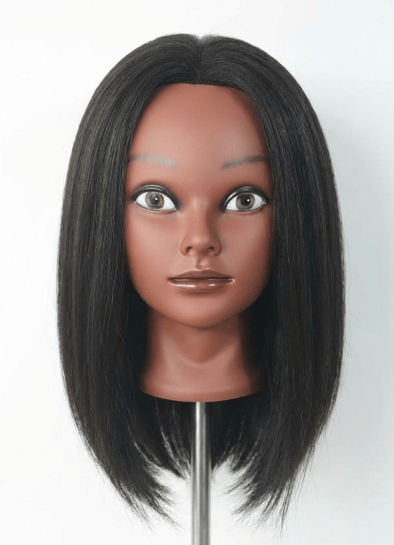 Female Mannequin Head with 12" Yaki Texture Hair for Wigs and Styling Practice - Braids and Wigs