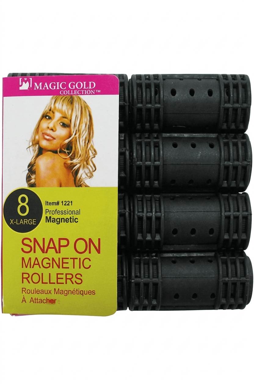 Snap On Magnetic Rollers 8pc (Extra Large/28mm/Black) - Braids and Wigs