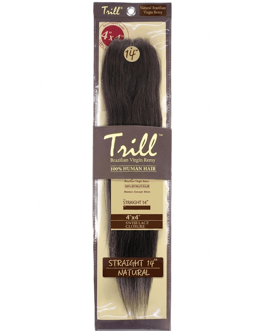 Mane Concept Trill Brazilian Virgin Remy Swiss Lace Part Closure – Straight 14" - Braids and Wigs