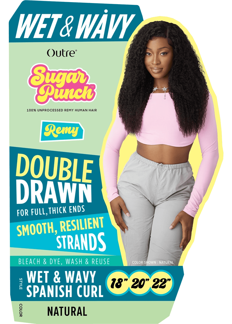 Outre Sugar Punch Wet & Wavy 100% Unprocessed Remy Human Hair - Spanish Curl - Braids and Wigs