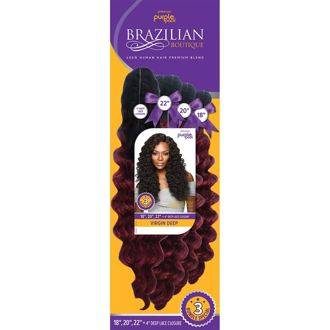 OUTRE Premium Purple Pack Brazilian Boutique - VIRGIN DEEP 18" 20" 22"