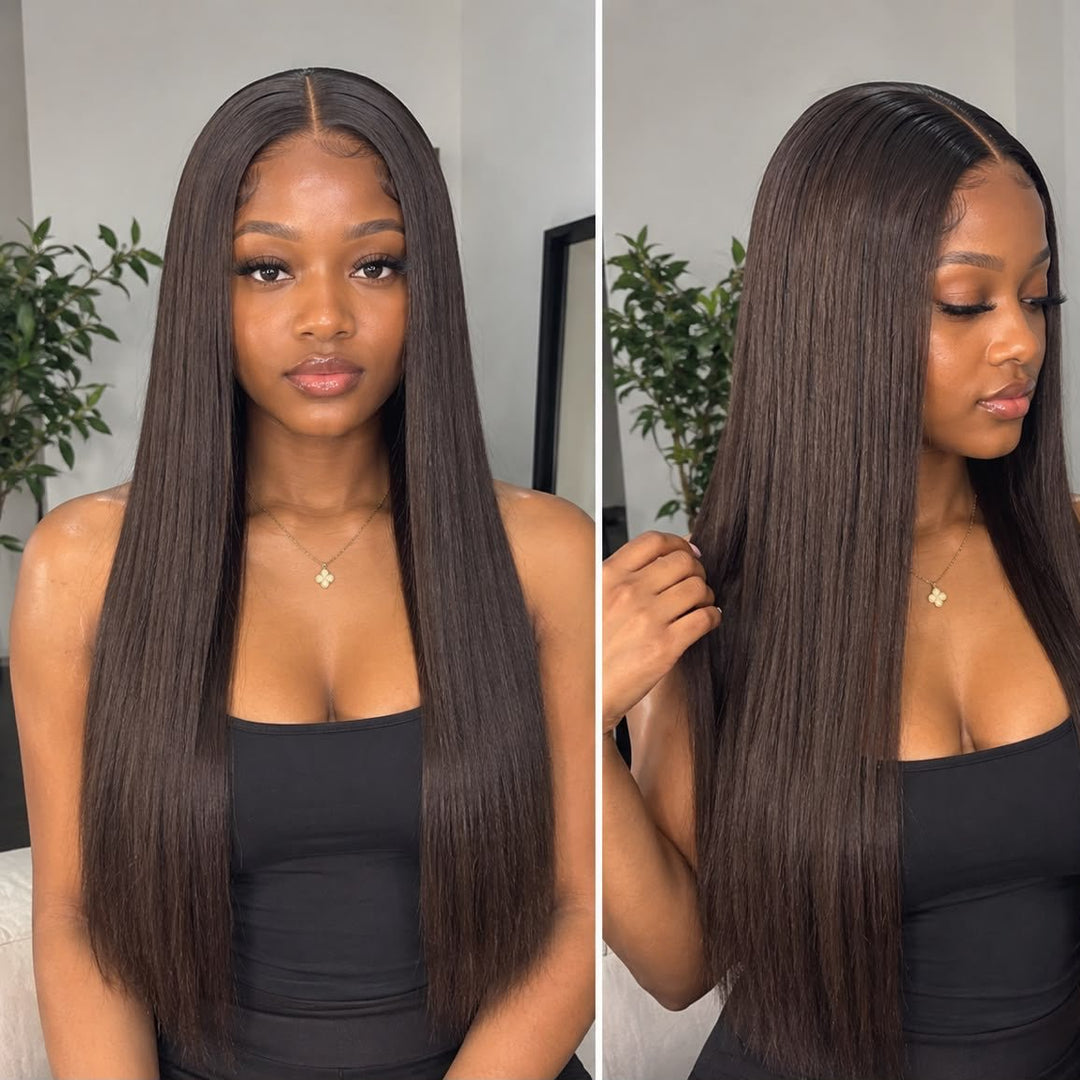 Luxury 2X6 Human Hair Wig Raw Hair 18" Straight - Braids and Wigs