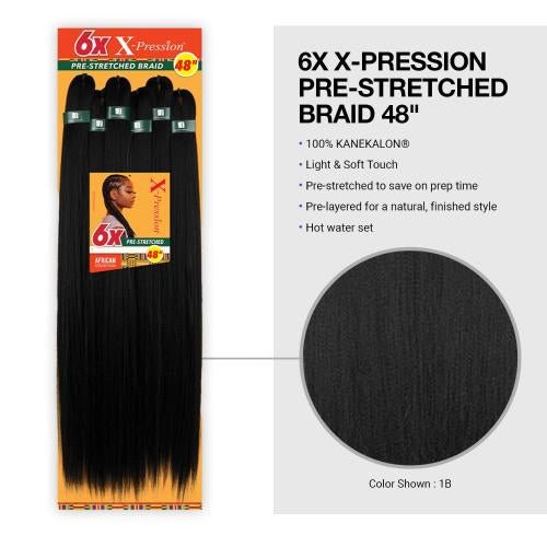 Sensationnel X - pression Pre - stretched Synthetic Braid - 6X 48" - Braids and Wigs