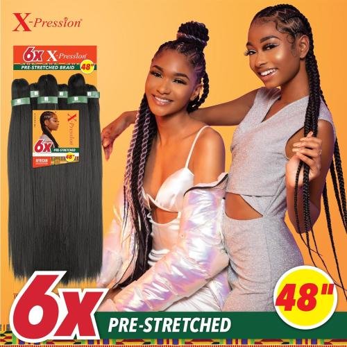 Sensationnel X - pression Pre - stretched Synthetic Braid - 6X 48" - Braids and Wigs