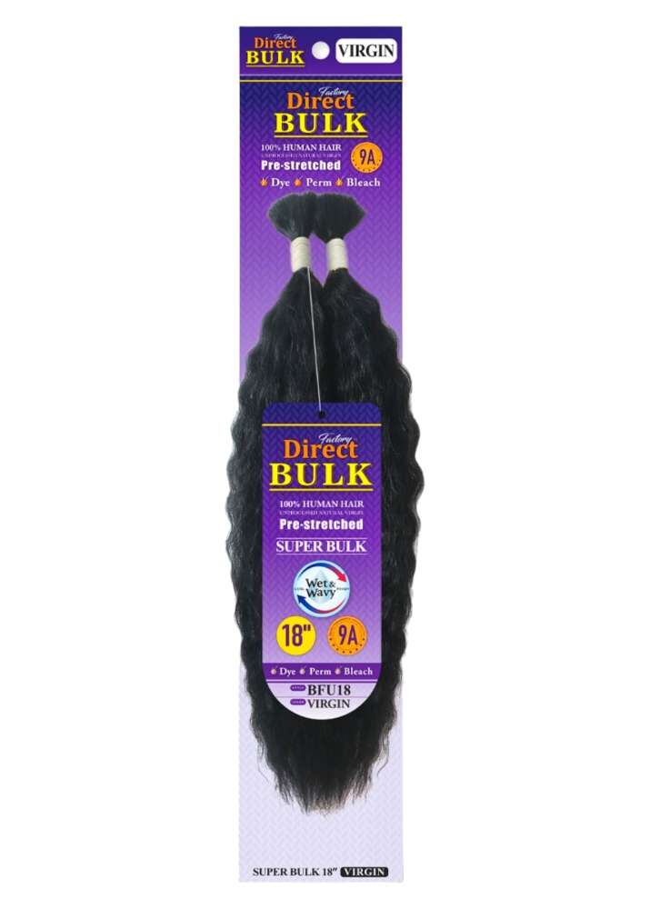 Factory Direct Wet & Wavy Super Bulk 18" 100% Human Hair - BFU18 - Braids and Wigs