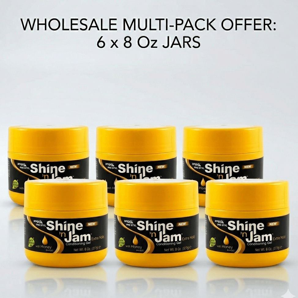 Ampro Shine 'N Jam Conditioning Gel [Extra Hold] - Pack of 6 - Braids and Wigs