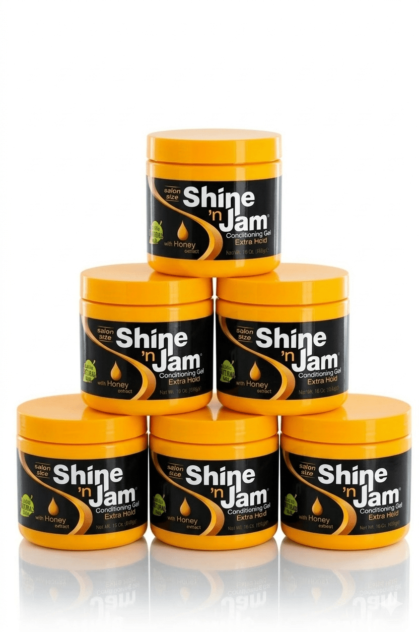 Ampro Shine 'N Jam Conditioning Gel [Extra Hold] - Pack of 6 - Braids and Wigs