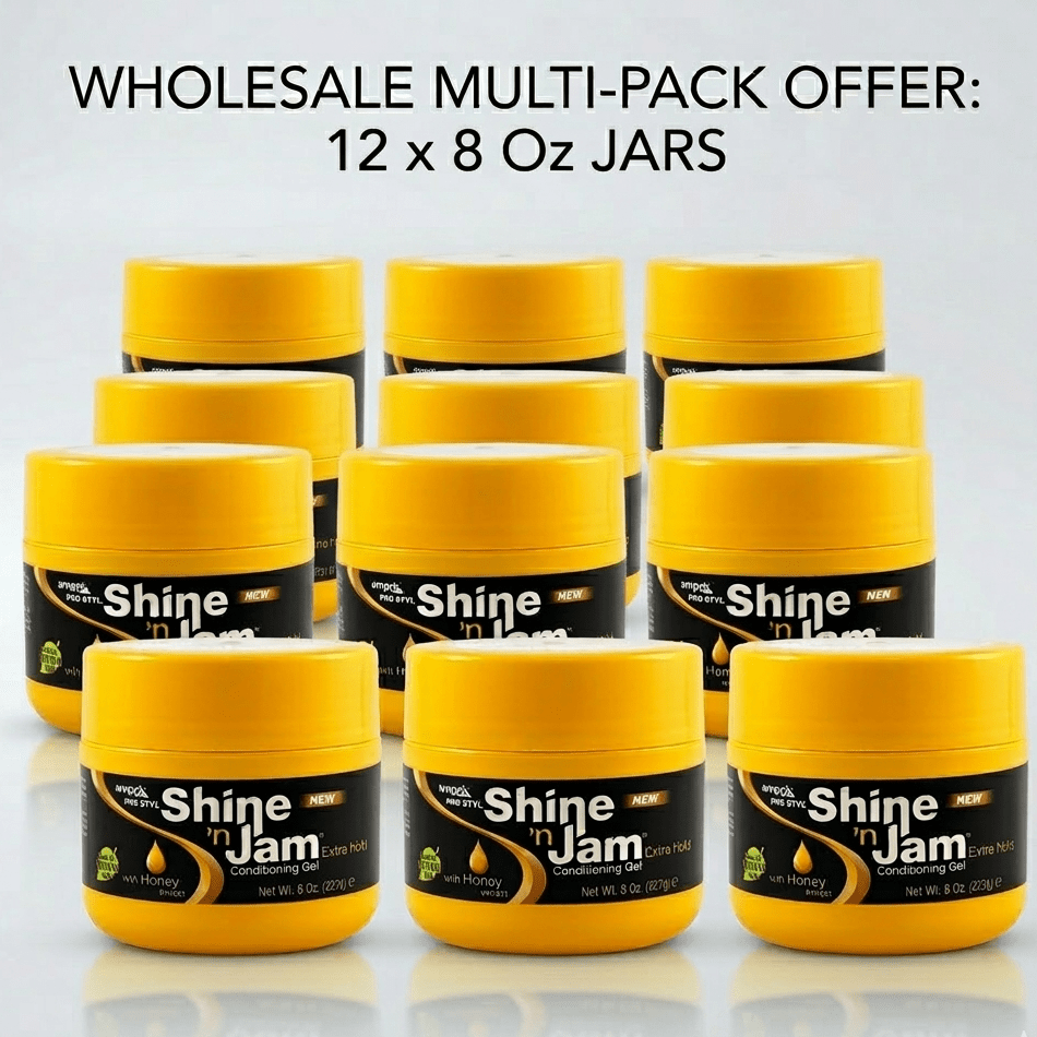 Ampro Shine 'N Jam Conditioning Gel [Extra Hold] - Pack of 12 - Braids and Wigs