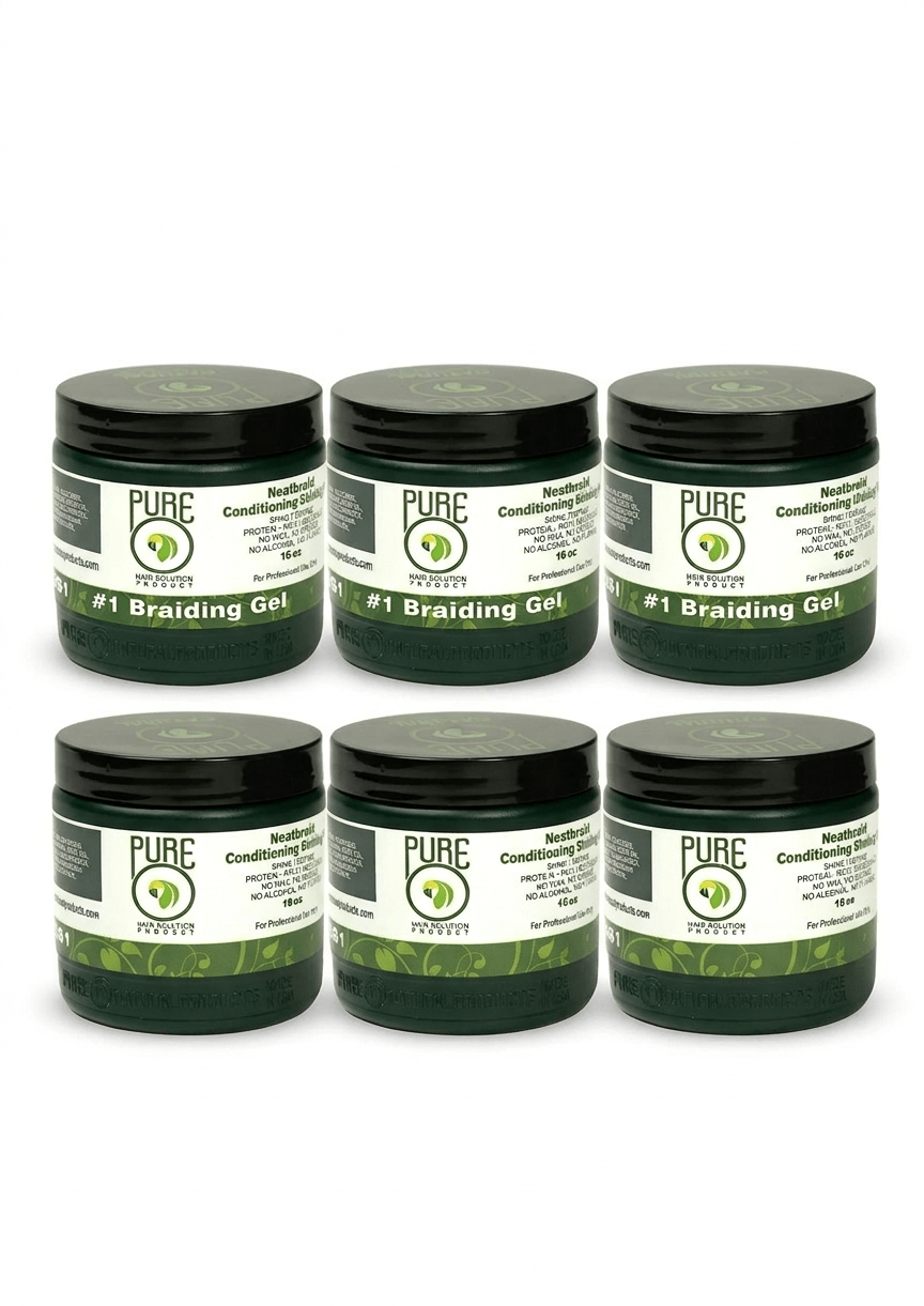 Pure O Natural Neat Braid Conditioning Shining Gel - Pack of 6 - Braids and Wigs