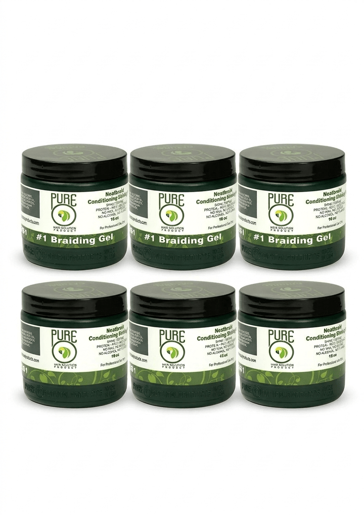 Pure O Natural Neat Braid Conditioning Shining Gel - Pack of 6 - Braids and Wigs