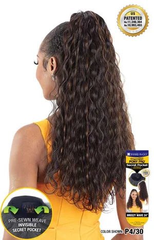 Shake N Go Freetress Organique Pony Pro Secret Pocket Ponytail - Breezy Wave 24" - Braids and Wigs