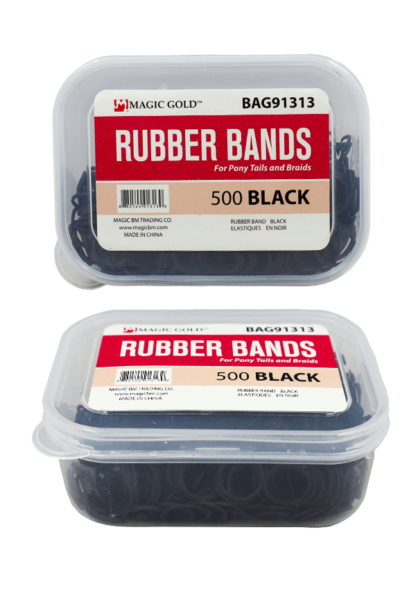 Magic Gold 500 Rubber Bands – Black - Braids and Wigs
