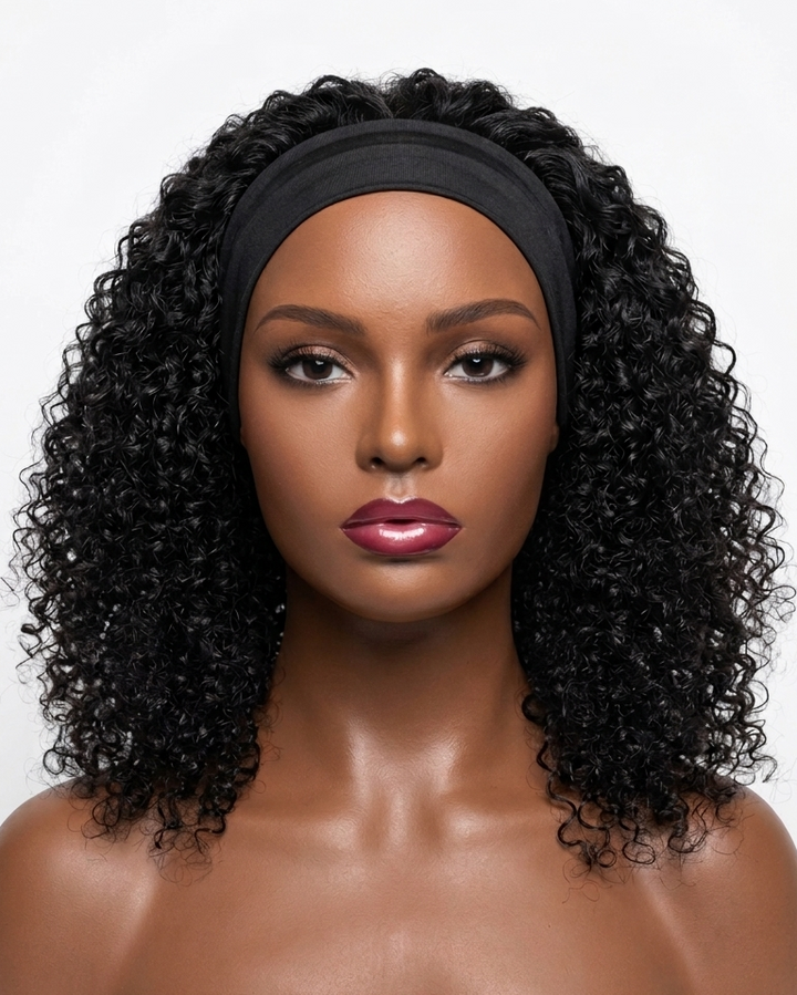 Jerry Curly Headband Wig Human Hair 250% Density Brazilian Virgin Hair