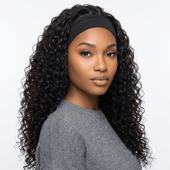 Human Hair Water Wave Headband Wig – Glueless & Easy Install - Braids and Wigs