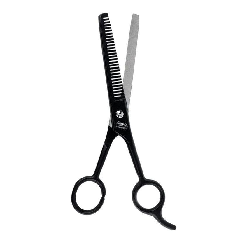 Annie Premium Stainless Steel Hair Thinning Shears [Black] 28 Tooth (6.5inch)
