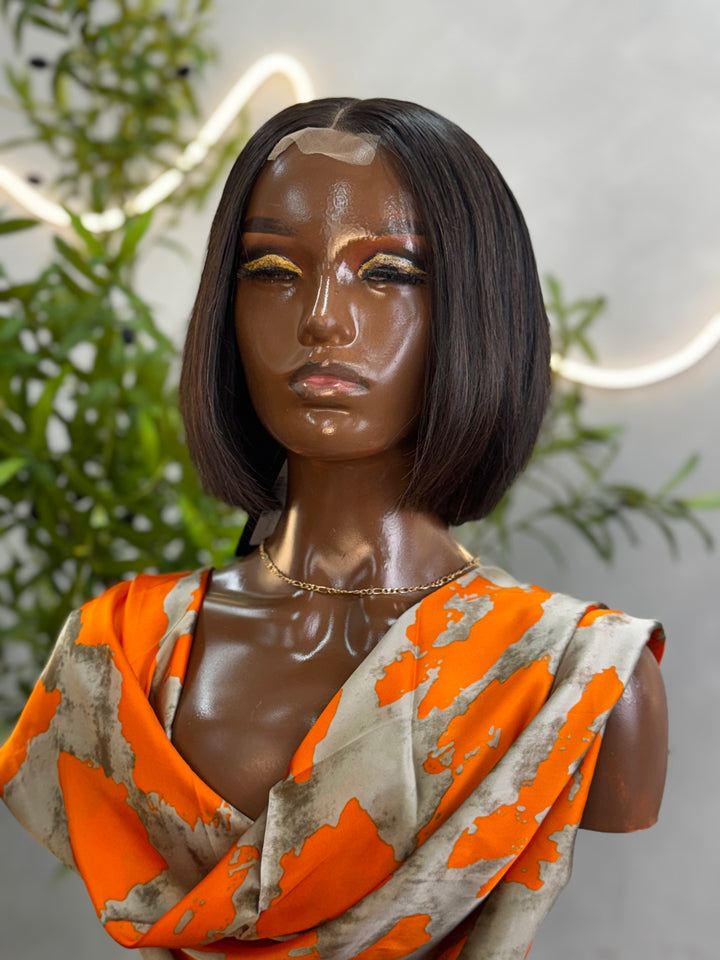 Luxury 2X6 Human Hair Bob Wig – 12" Straight