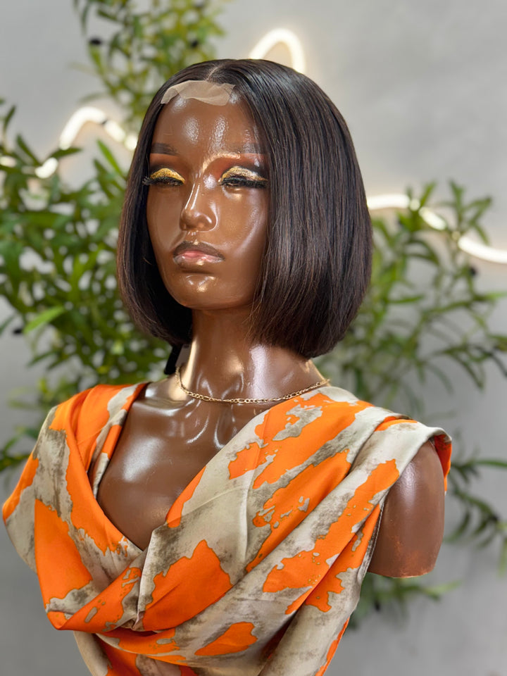 Luxury 2X6 Human Hair Bob Wig – 12" Straight