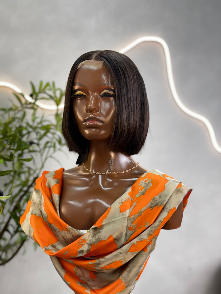 Luxury 2X6 Human Hair Bob Wig – 12" Straight