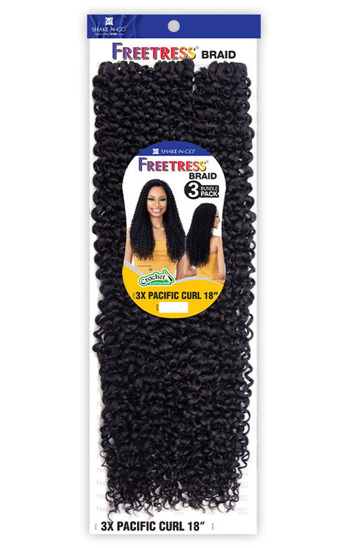 Shake N Go Freetress Crochet Braids & Latch Hook 3X PACIFIC CURL 18"