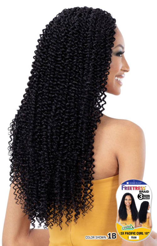 Shake N Go Freetress Crochet Braids & Latch Hook 3X PACIFIC CURL 18"