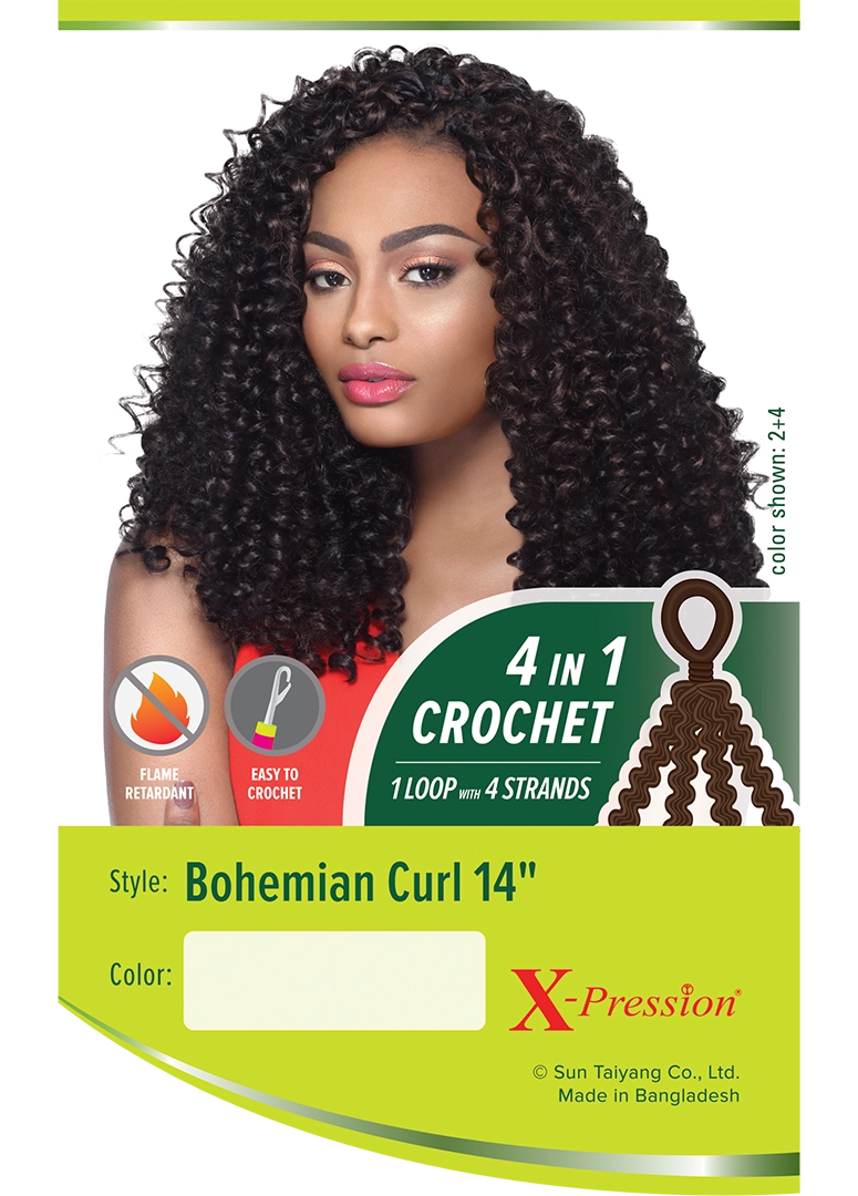 Outre Synthetic Hair Crochet Braids X-Pression Braid 4 In 1 Loop Bohemian Curl 14"